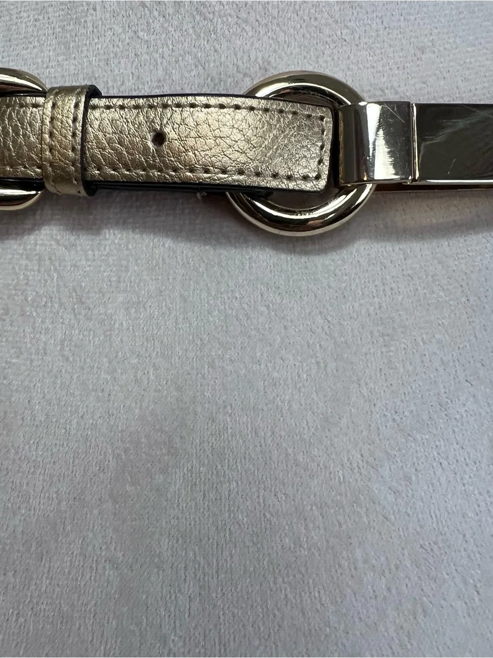 Ann Taylor Metallic Gold Statement Belt Size L Fixed 35” Chain Link Hardware
